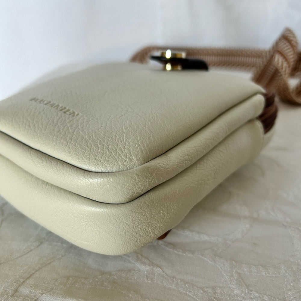 NWOT BOSTANTEN PU leather Cream and Brown Crossbody Bag - Picture 5 of 9